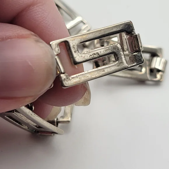 Sterling Silver Greek Key Meander Link Bracelet 7.75” – Classic Vintage Style - Picture 7 of 8